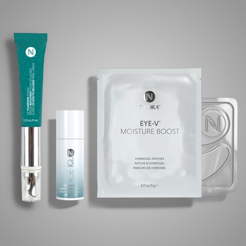 Save 15% on All About Lips & Eyes Holiday Bundle which includes Lip Plumping Serum, Eye Serum, Eye V Moisture Boost Hydrogel Patches